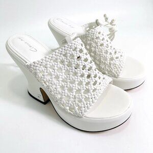 Sam Edelman Paislie White Woven Ankle Tie Platform Sandals Sz 7.5 NEW